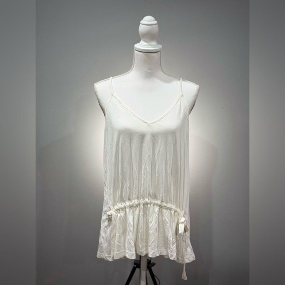 CLEAROUT! White Lush Drawstring Front Tank Size S